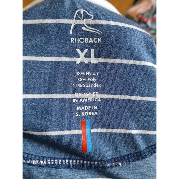 Rhoback 1/4 Zip Performance Top Size XL Blue Stripe Nylon USA Golf Preppy - Picture 5 of 8
